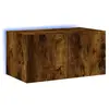 vidaXL Meuble TV mural avec lumières LED chêne fumé 60x35x31 cm
