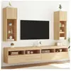 vidaXL Meubles TV avec lumières LED 2 pcs chêne sonoma 30,5x30x90 cm