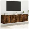 vidaXL Meubles TV muraux 2 pcs chêne fumé 80x30x41 cm
