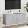 vidaXL Meuble TV mural gris béton 100x30x41 cm