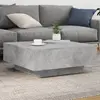 vidaXL Table basse avec lumières LED gris béton 80x80x31 cm