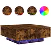 vidaXL Table basse avec lumières LED chêne fumé 80x80x31 cm