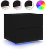 vidaXL Table de chevet murale avec lumières LED noir