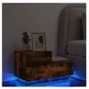 vidaXL Table de chevet avec lumières LED chêne fumé 70x36x40,5 cm