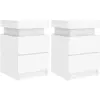 vidaXL Tables de chevet avec lumières LED 2 pcs blanc 35x39x55 cm