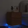 vidaXL Armoire de chevet et lumières LED chêne marron bois ingénierie