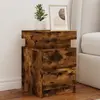 vidaXL Tables de chevet avec lumières LED 2 pcs chêne fumé 35x39x55 cm
