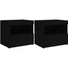 vidaXL Tables de chevet avec lumières LED 2 pcs noir 50x40x45 cm