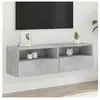 vidaXL Meuble TV mural gris béton 100x30x30 cm bois d'ingénierie