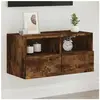 vidaXL Meuble TV mural chêne fumé 60x30x30 cm bois d'ingénierie