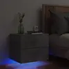 vidaXL Table de chevet murale avec lumières LED gris béton
