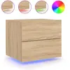 vidaXL Table de chevet murale avec lumières LED chêne sonoma