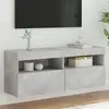 vidaXL Meuble TV mural avec lumières LED gris béton 100x30x40 cm