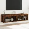 vidaXL Meubles TV avec lumières LED 2 pcs chêne fumé 60x30x30 cm
