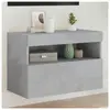 vidaXL Meuble TV mural avec lumières LED gris béton 60x30x40 cm
