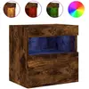vidaXL Meuble TV mural avec lumières LED chêne fumé 60x30x40 cm
