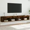 vidaXL Meubles TV avec lumières LED 2 pcs chêne fumé 100x30x30 cm