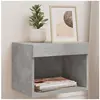 vidaXL Table de chevet murale avec lumières LED gris béton