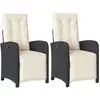vidaXL Chaises inclinables de jardin lot de 2 repose-pied noir rotin
