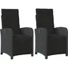 vidaXL Chaises inclinables de jardin lot de 2 repose-pied noir rotin