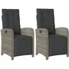 vidaXL Chaises inclinables de jardin lot de 2 et repose-pied rotin
