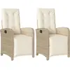 vidaXL Chaises inclinables de jardin lot de 2 avec repose-pied rotin