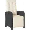 vidaXL Chaise inclinable de jardin et repose-pied noir résine tressée