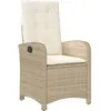 vidaXL Chaise inclinable de jardin avec coussins beige résine tressée
