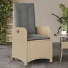 vidaXL Chaise inclinable de jardin coussins mélange beige poly rotin