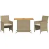 vidaXL Ensemble de bistro 3 pcs avec coussins beige résine tressée