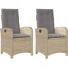 vidaXL Chaises inclinables jardin lot de 2 et coussins résine tressée