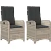 vidaXL Chaises inclinables jardin lot de 2 et coussins résine tressée