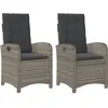 vidaXL Chaises inclinables de jardin lot de 2 et coussins gris rotin