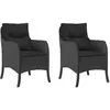 vidaXL Chaises de jardin avec coussins 2 pcs noir résine tressée