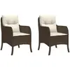 vidaXL Chaises de jardin avec coussins lot de 2 marron résine tressée