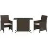 vidaXL Ensemble de bistro 3 pcs avec coussins marron résine tressée