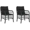 vidaXL Chaises de jardin avec coussins 2 pcs noir résine tressée