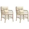 vidaXL Chaises de jardin avec coussins lot de 2 beige résine tressée