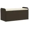 vidaXL Banc de rangement et coussin marron 115x51x52 cm résine tressée