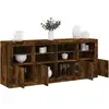 vidaXL Buffet avec lumières LED chêne fumé 163x37x67 cm