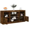 vidaXL Buffet avec lumières LED chêne fumé 142,5x37x67 cm