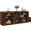 vidaXL Buffet avec lumières LED chêne fumé 162x37x67 cm