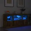 vidaXL Buffet avec lumières LED chêne fumé 142,5x37x67 cm