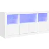 vidaXL Buffet avec lumières LED blanc 142,5x37x67 cm