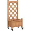 vidaXL Jardinière avec treillis et roues marron bois massif de sapin