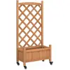 vidaXL Jardinière avec treillis et roues marron bois massif de sapin
