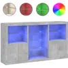 vidaXL Buffet avec lumières LED gris béton 181,5x37x100 cm