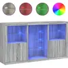 vidaXL Buffet avec lumières LED sonoma gris 181,5x37x100 cm