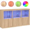 vidaXL Buffet avec lumières LED chêne sonoma 181,5x37x100 cm