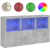 vidaXL Buffet avec lumières LED gris béton 181,5x37x100 cm